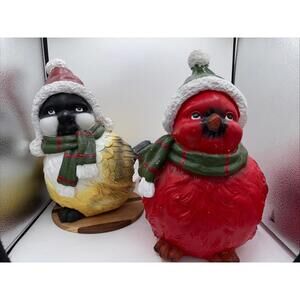 Retired Plow&Hearth Yellow  Chickadee & Red Cardinal 15” In/Outdoor Resin Set